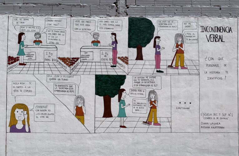 “Incontinencia verbal”: el mural pintado por una joven estudiante basavilbasense