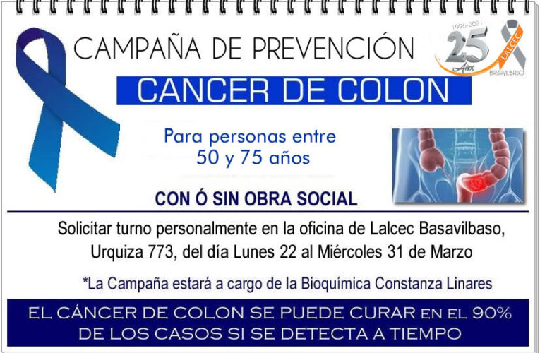 Lalcec Basavilbaso comienza la Campaña de prevención de cáncer de colon