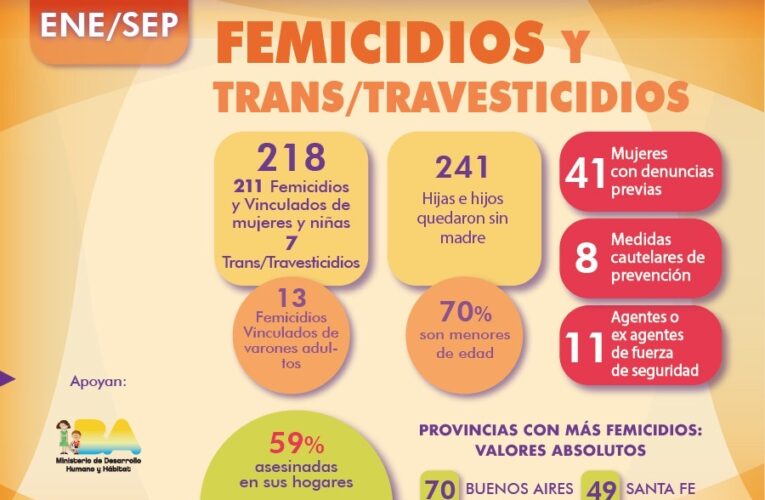 En lo que va del año se cometieron 218 femicidios y trans/travesticidios en Argentina