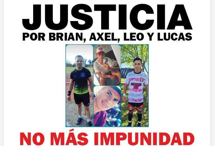 Realizarán una concentración frente a tribunales para exigir justicia por Lucas, Brian, Axel y Leonardo